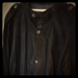 Vintage full length long suede coat black trench